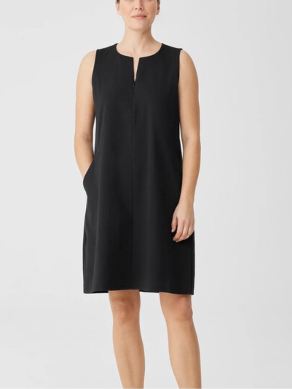 Eileen Fisher Cotton Blend Ponte Zip Up Dress, size M, pockets